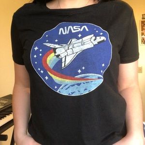 Black NASA slightly cropped t-shirt